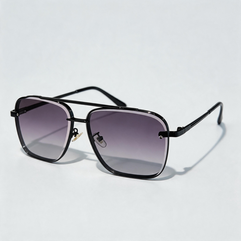 Transparent Double Bridge Retro Driving Square Sunglasses