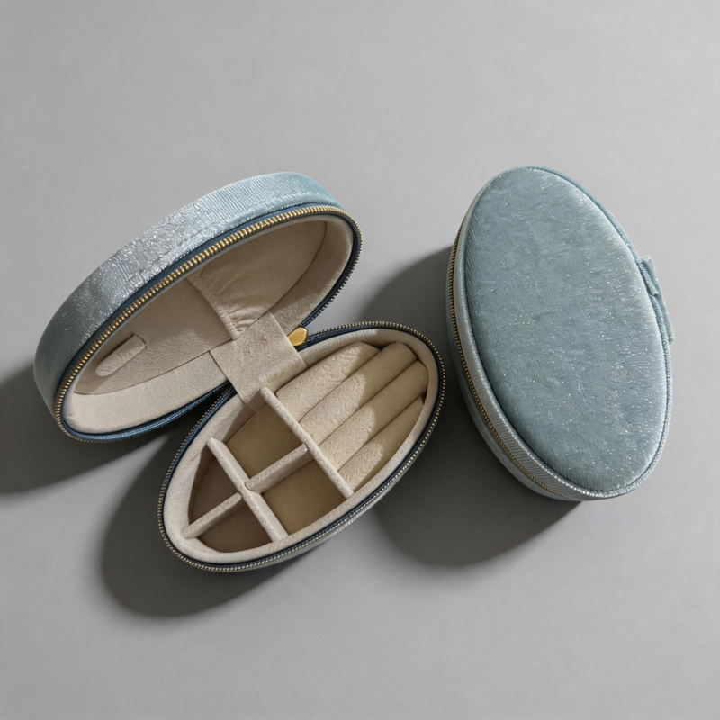 Durable Velvet Oval-Shaped Jewelry Storage Box