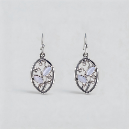 Textured Geometric Leaf Texture Minimalist Hook Earrings