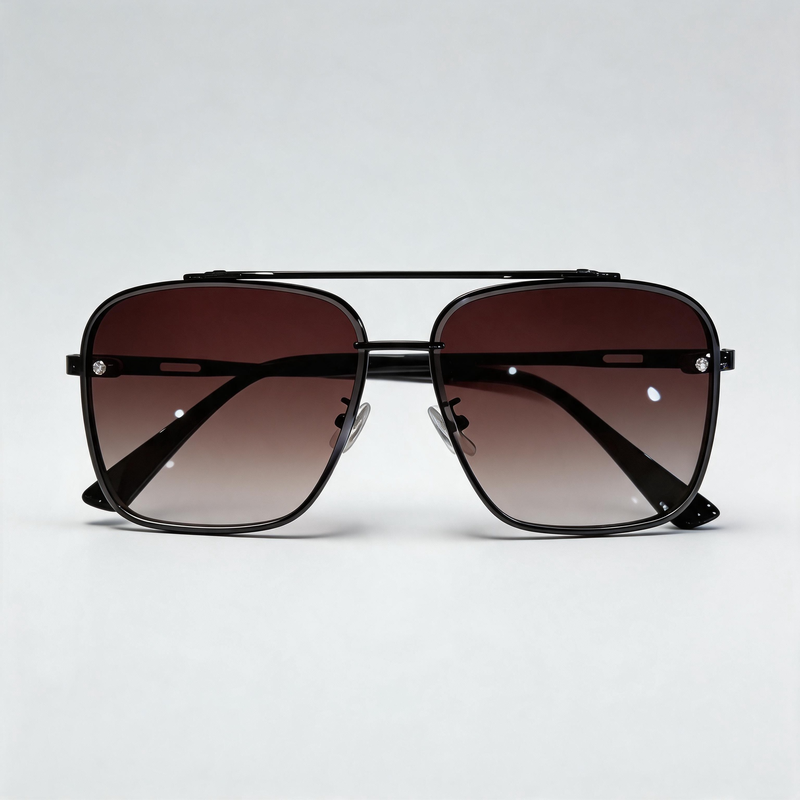 Transparent Double Bridge Retro Driving Square Sunglasses