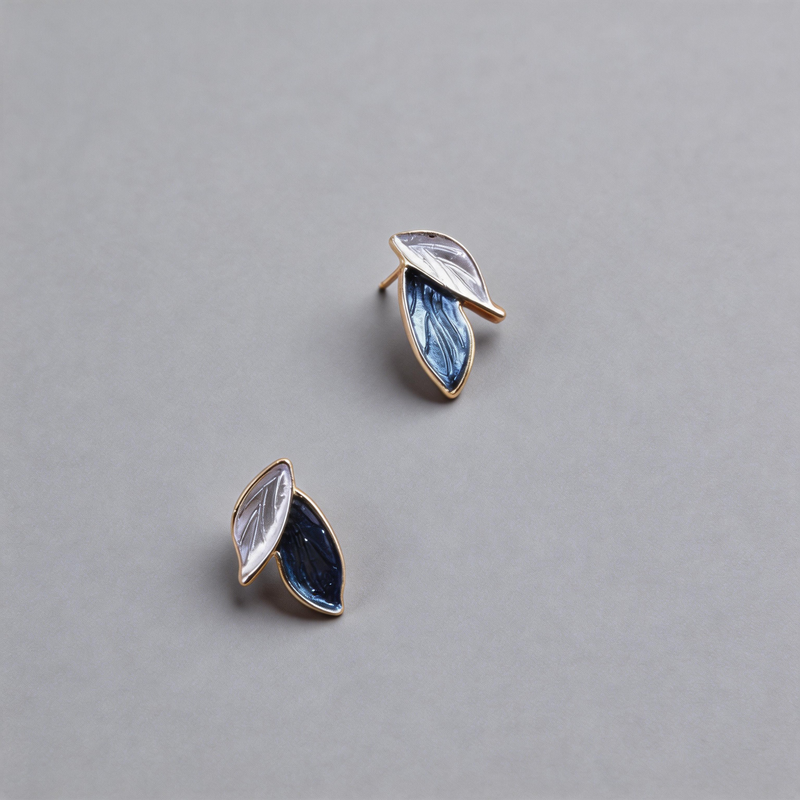 Minimalist Stone Geometric Leaf Shape Design Earrings