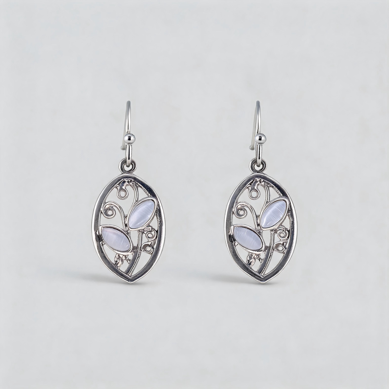 Textured Geometric Leaf Texture Minimalist Hook Earrings