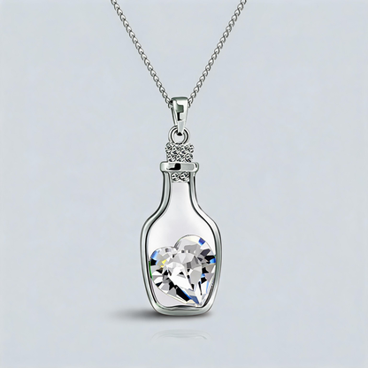 Aesthetic Geometric Heart Crystal Wishing Bottle Necklace