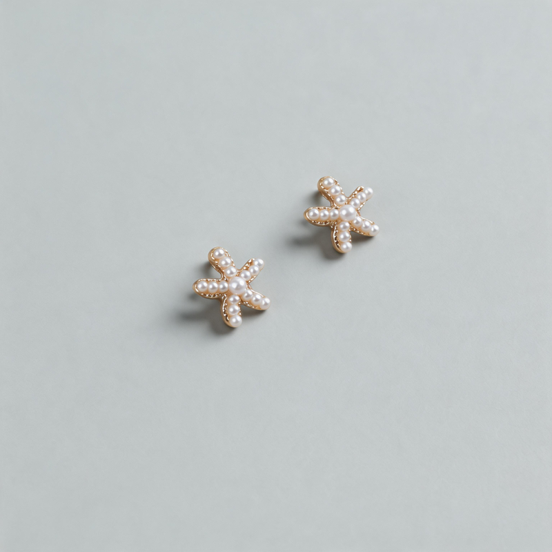 Aesthetic Geometric Starfish Shape Pearl Inlay Earrings