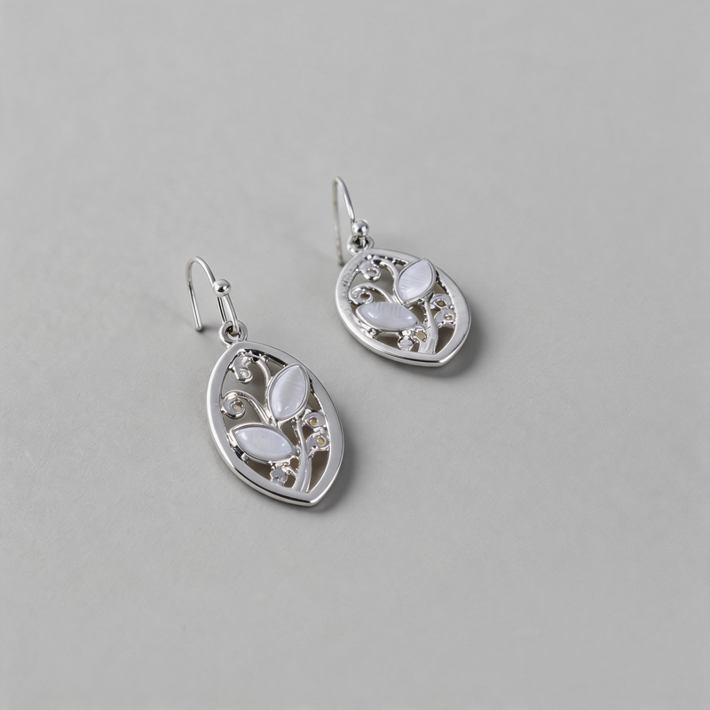 Textured Geometric Leaf Texture Minimalist Hook Earrings