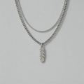 Retro Geometric Double-layered Feather Pendant Necklace