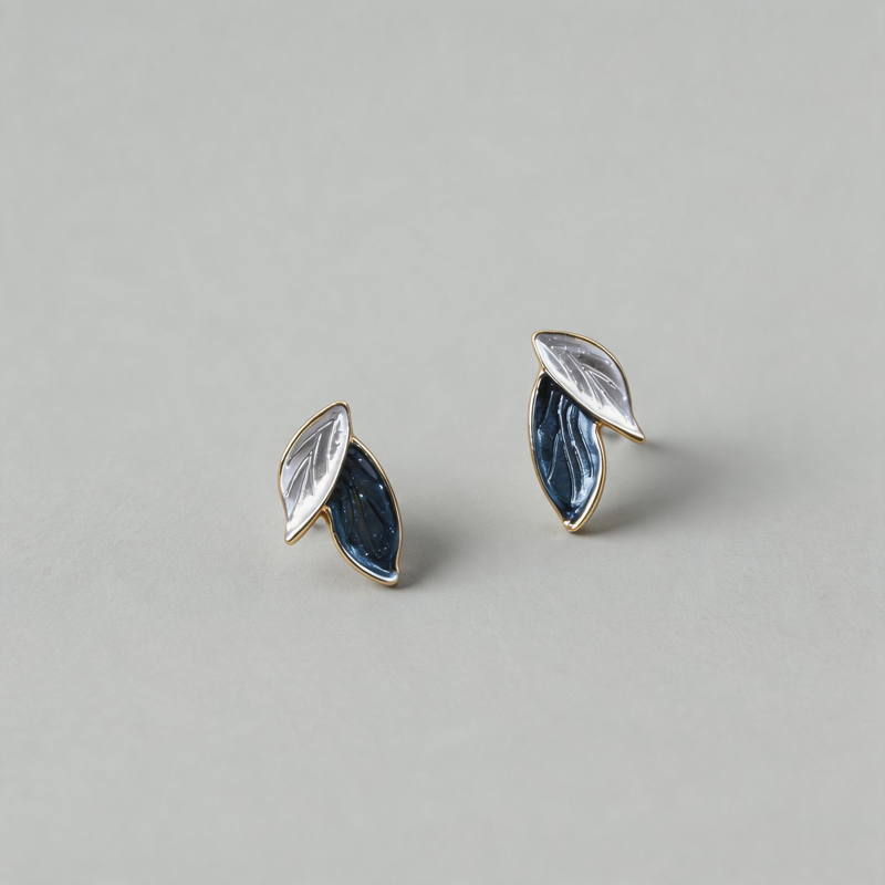 Minimalist Stone Geometric Leaf Shape Design Earrings