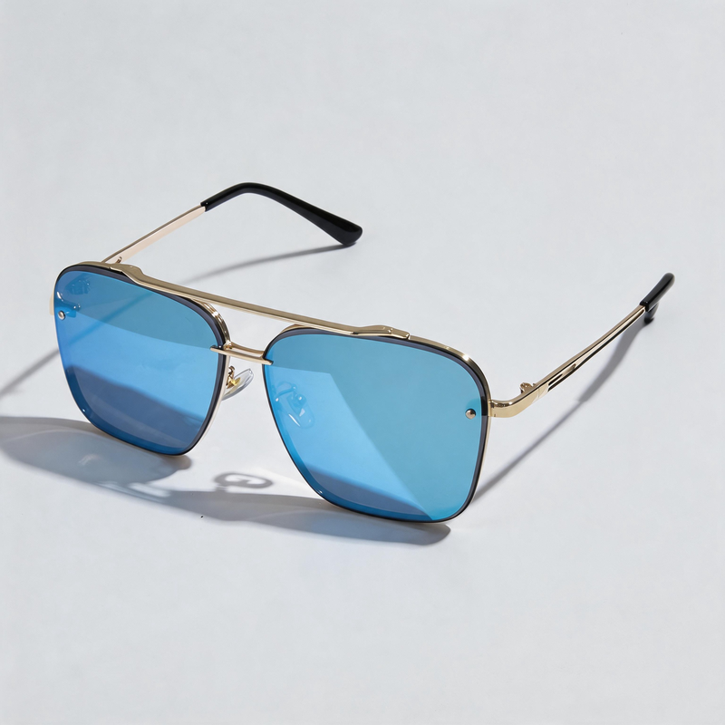 Transparent Double Bridge Retro Driving Square Sunglasses