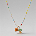 Aesthetic Geometric Colorful Mushroom Smiley Beaded Necklace