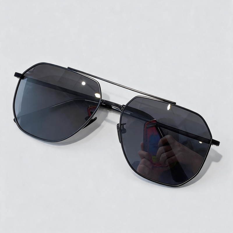 Double Bridge Large Geometric Polarized Driving Sunglasses