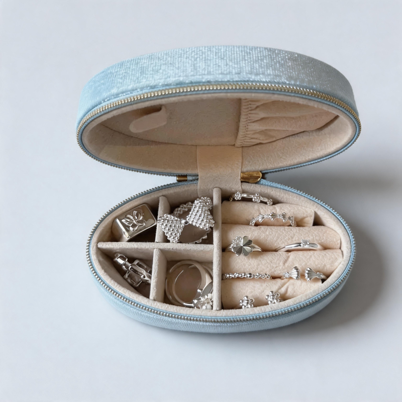 Durable Velvet Oval-Shaped Jewelry Storage Box