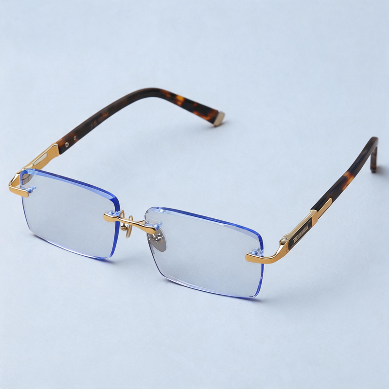 Premium Rimless Blue Crystal Anti-Radiation Reading Glasses