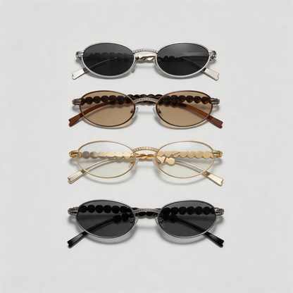 Oval Heart Rhinestone Inlaid Sunglasses