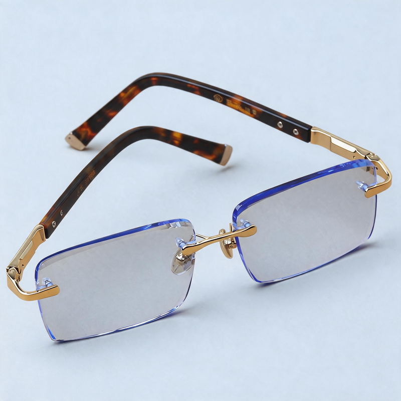 Premium Rimless Blue Crystal Anti-Radiation Reading Glasses