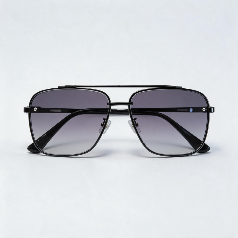 Transparent Double Bridge Retro Driving Square Sunglasses