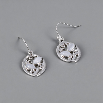 Textured Geometric Leaf Texture Minimalist Hook Earrings