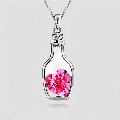 Aesthetic Geometric Heart Crystal Wishing Bottle Necklace