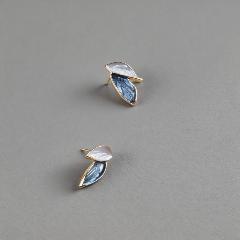 Minimalist Stone Geometric Leaf Shape Design Earrings