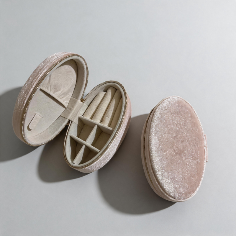 Durable Velvet Oval-Shaped Jewelry Storage Box