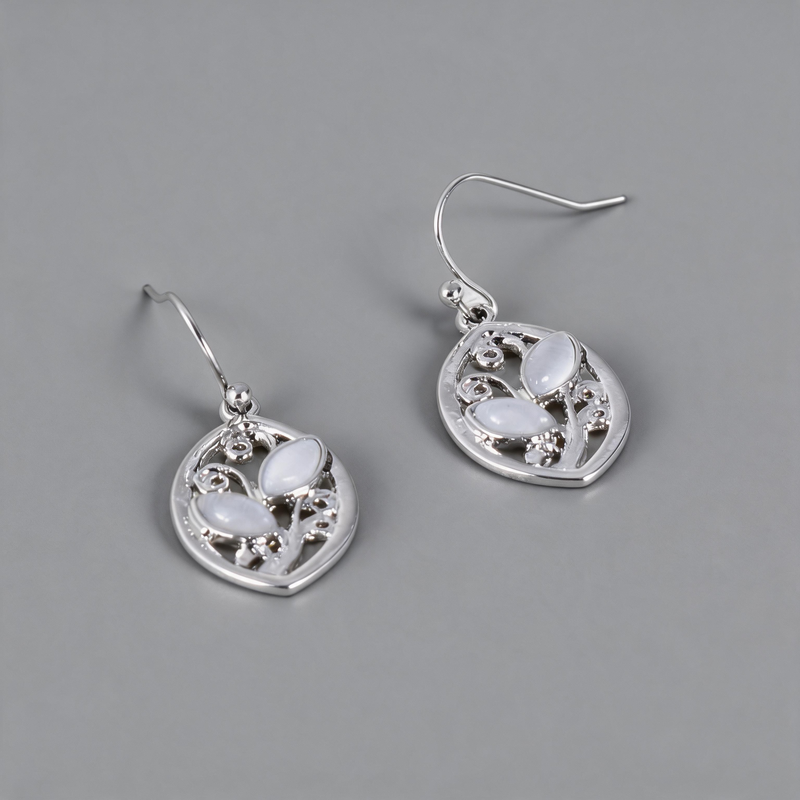Textured Geometric Leaf Texture Minimalist Hook Earrings