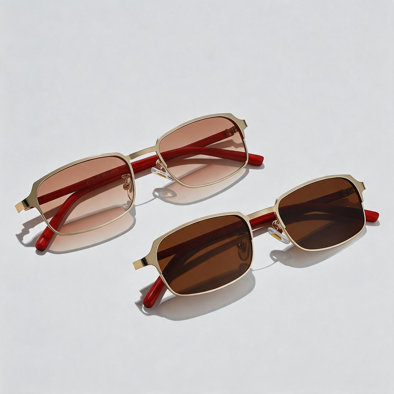 Slim Metal Small Rectangle Sunglasses