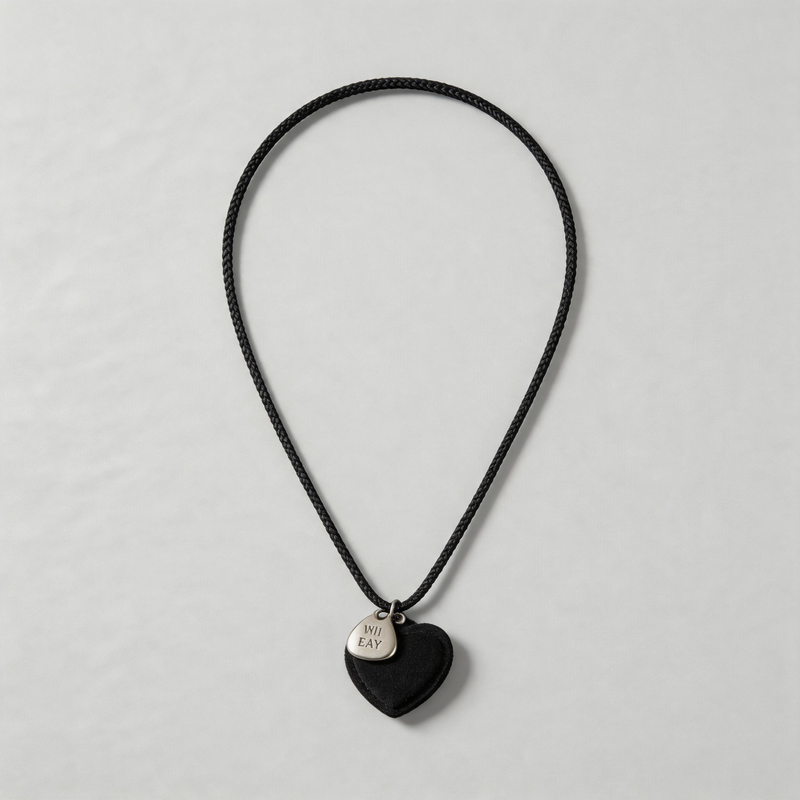 Textured Stone Geometric Heart Long Adjustable Necklace