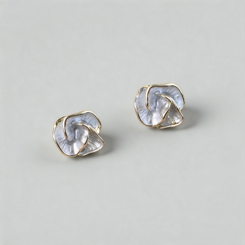 Aesthetic Stone Camellia Flower Shape Geometric Earrings