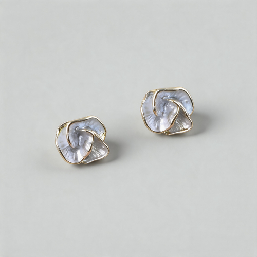 Aesthetic Stone Camellia Flower Shape Geometric Earrings