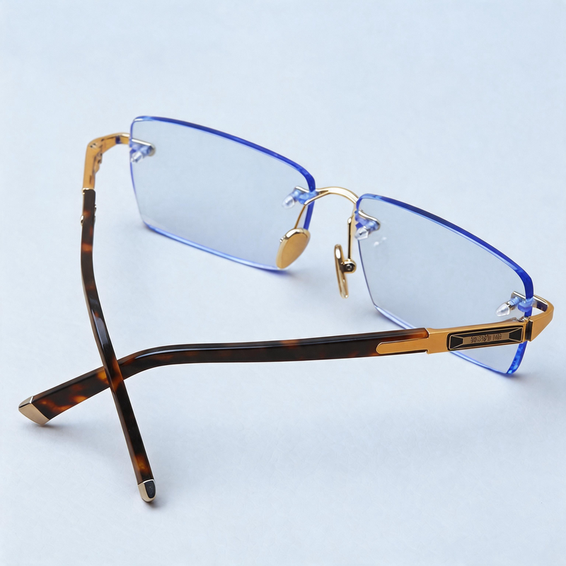Premium Rimless Blue Crystal Anti-Radiation Reading Glasses