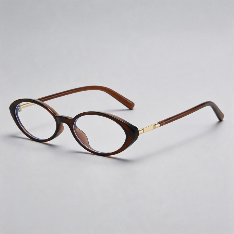 Vintage Small Oval Half Metal Temple Sunglasses