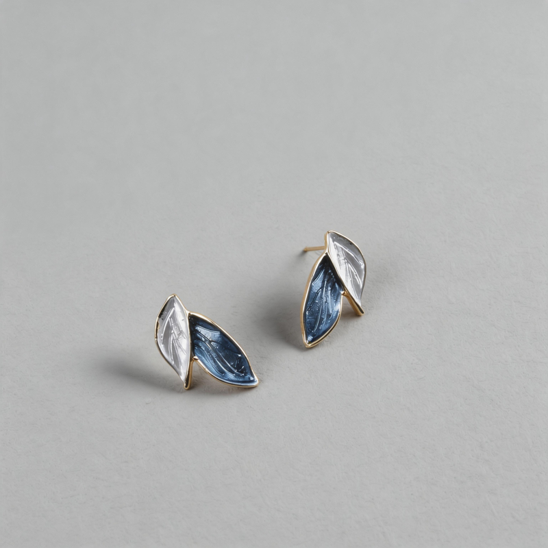 Minimalist Stone Geometric Leaf Shape Design Earrings