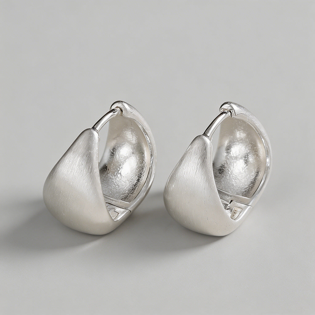 Brushed Dome Hoop Earrings