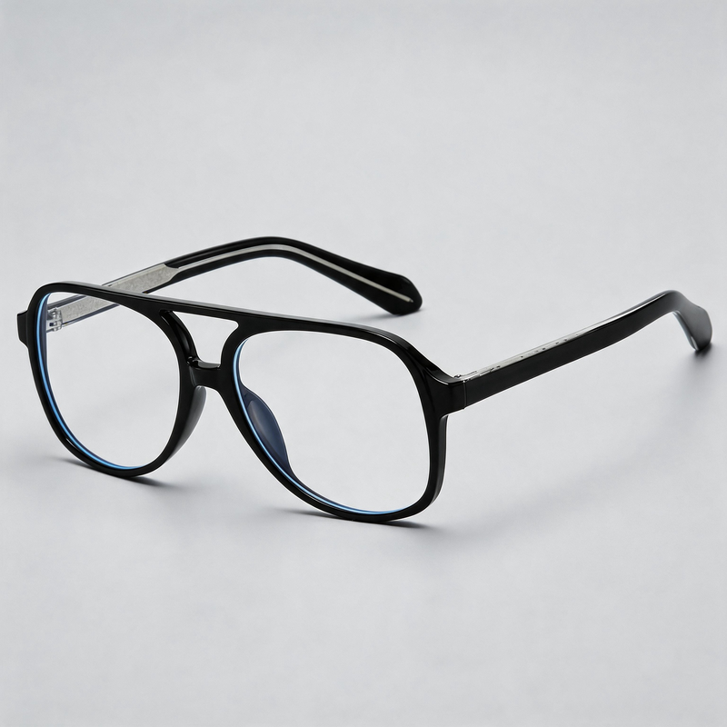 European TR90 Large Double Bridge Pilot Retro Sunglasses