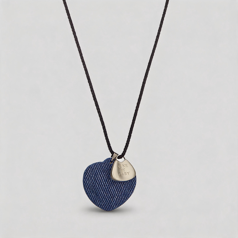 Textured Stone Geometric Heart Long Adjustable Necklace