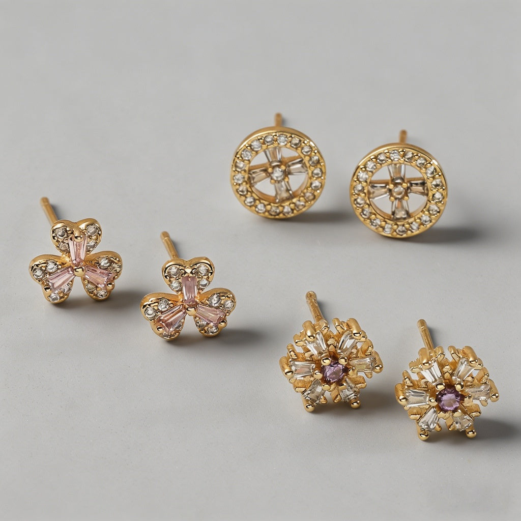 Dainty Floral & Celestial Stud - Shopdayla Wholesale - #8034