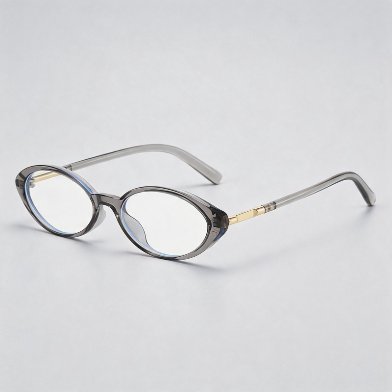 Vintage Small Oval Half Metal Temple Sunglasses