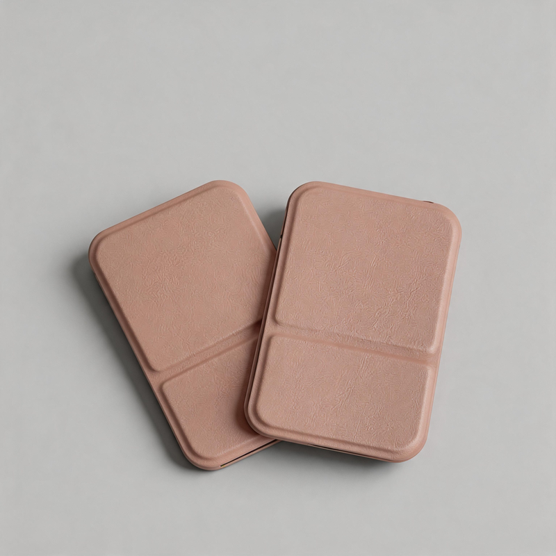 Minimalist Faux PU Leather Pocket Folding Portable Mirror
