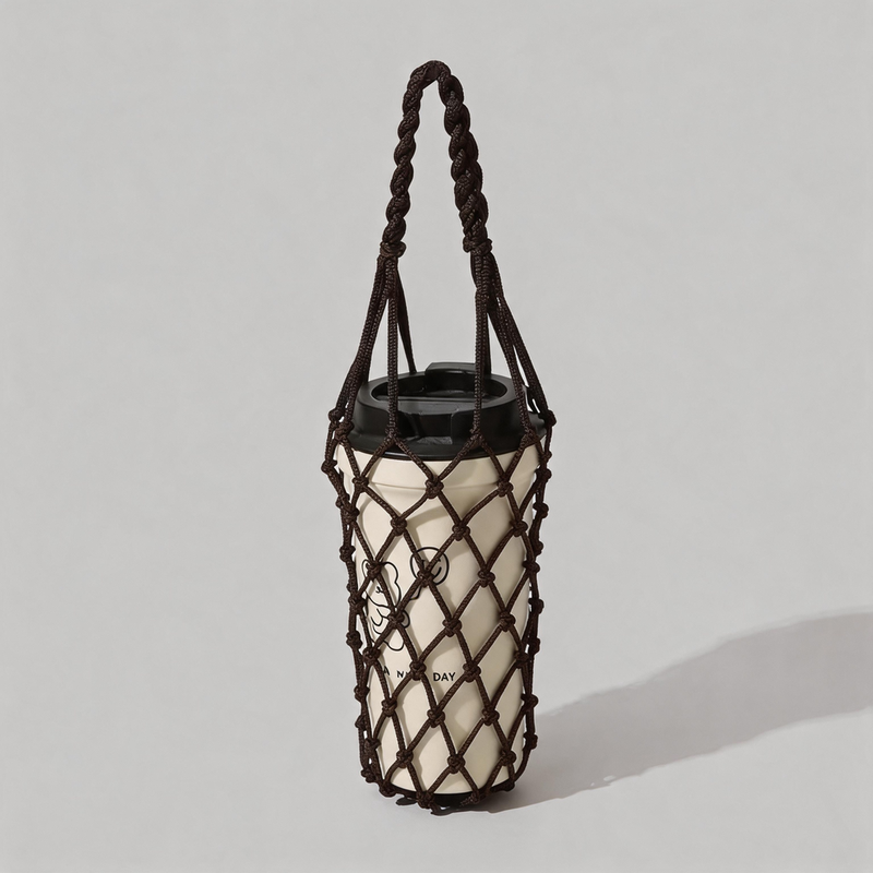 Portable Nylon Candy-Color Net Cup Holder Bag