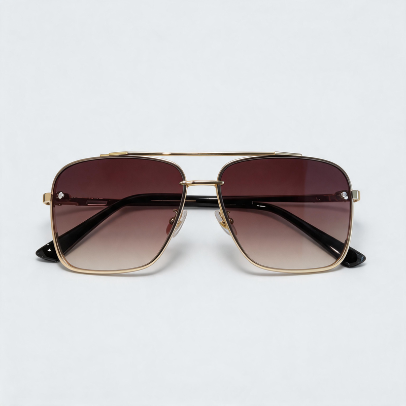 Transparent Double Bridge Retro Driving Square Sunglasses
