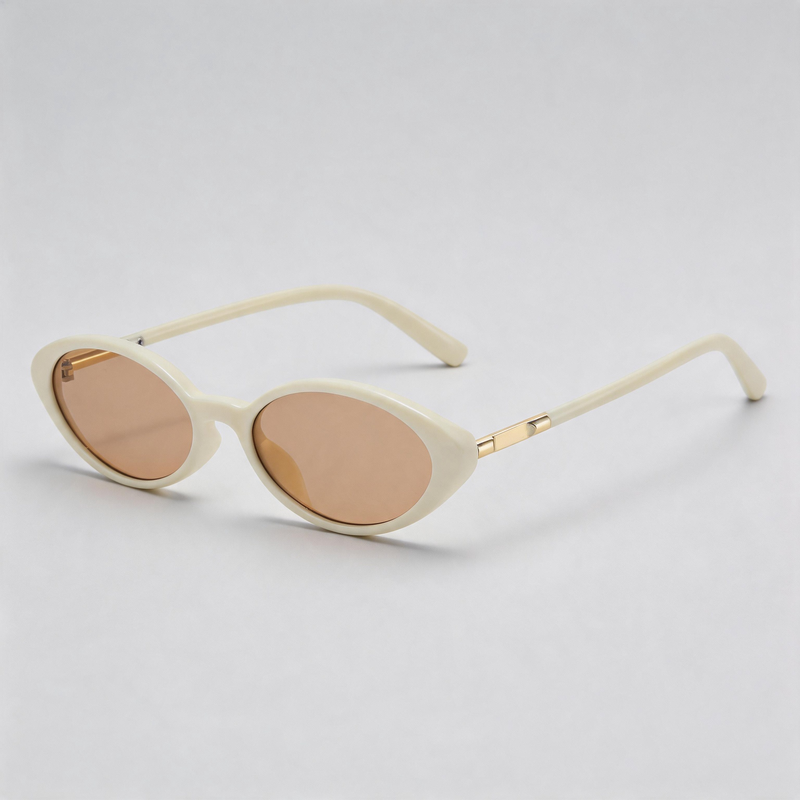 Vintage Small Oval Half Metal Temple Sunglasses
