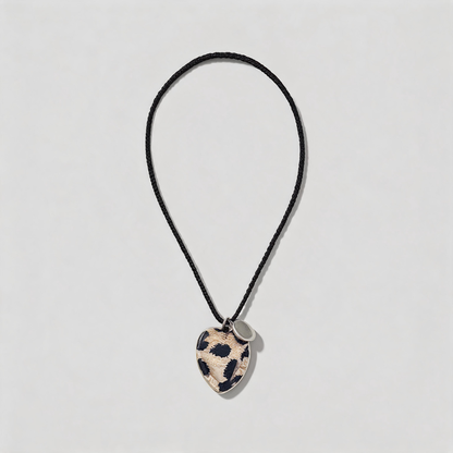 Textured Stone Geometric Heart Long Adjustable Necklace