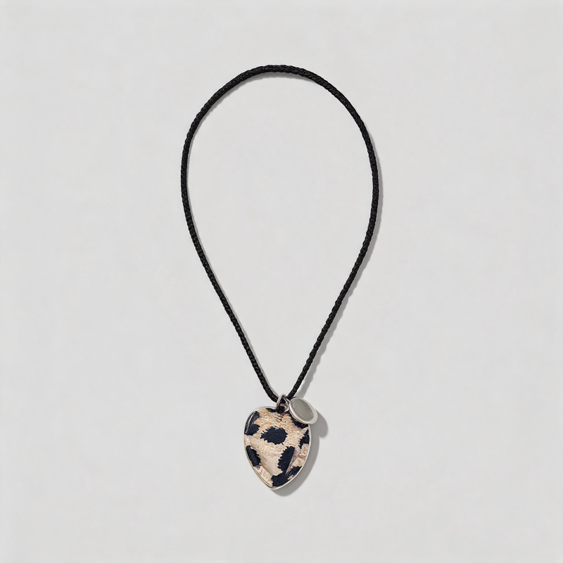 Textured Stone Geometric Heart Long Adjustable Necklace