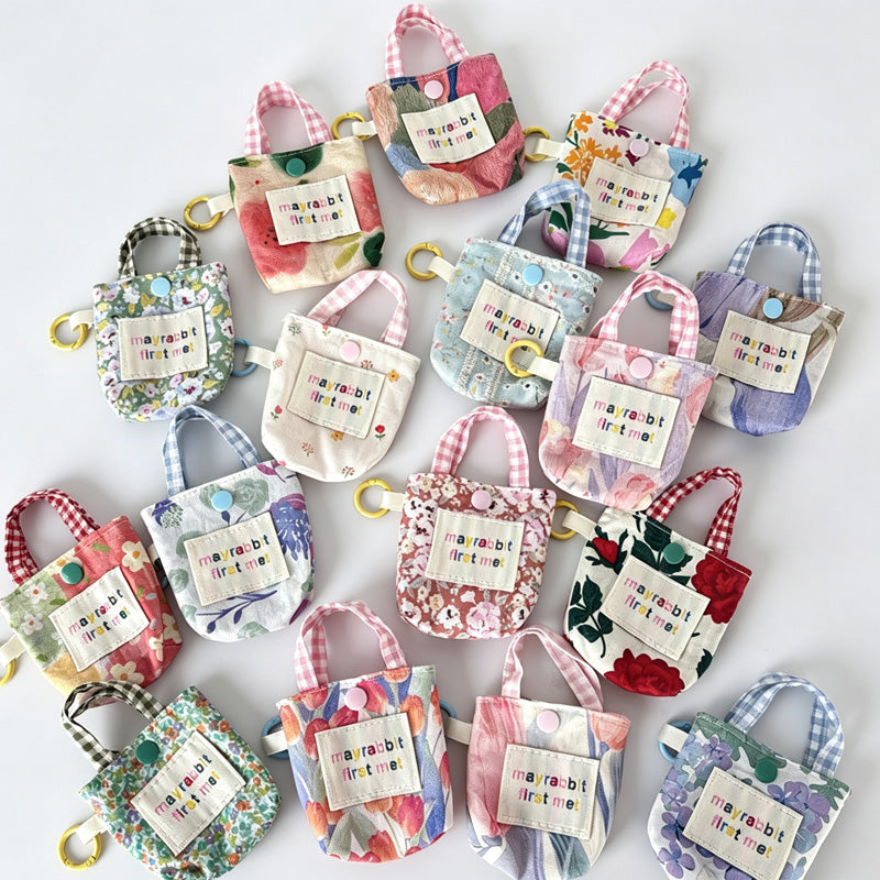 Floral Print Mini Pouch Keychain