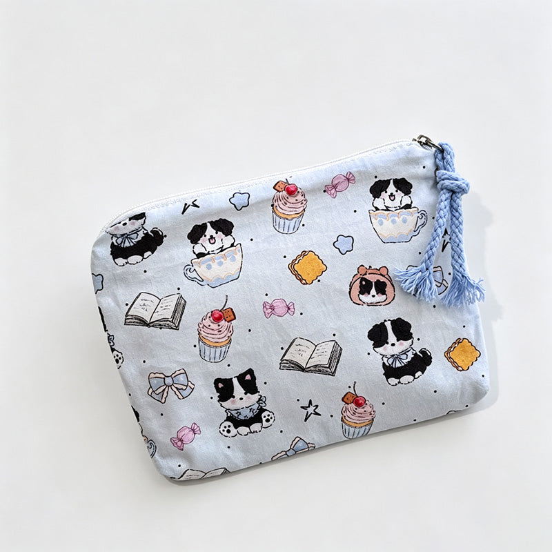 Bread Printed Fabric Mini Pouch