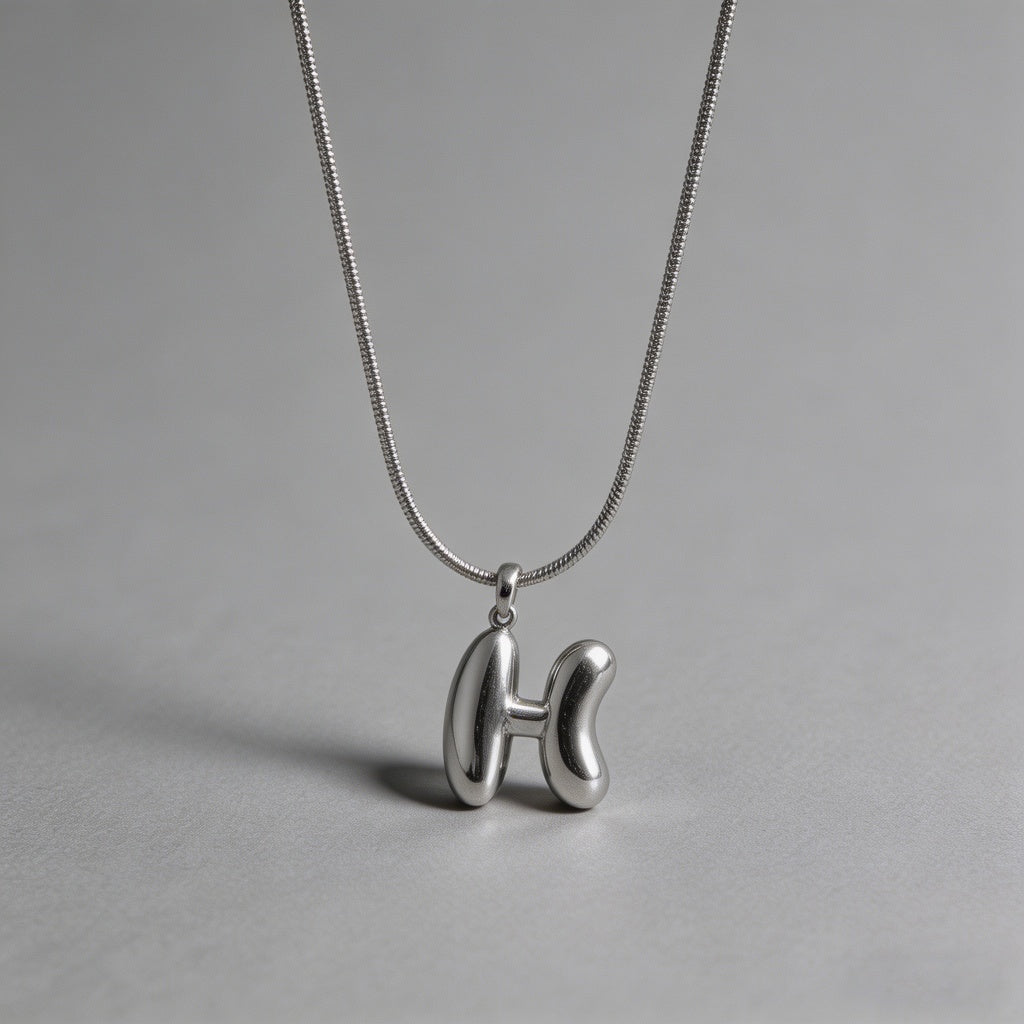 3D Bubble Letter Initial Neckl - Shopdayla Wholesale - #6354