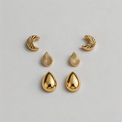 Gold Stud Earring Set - Shopdayla Wholesale - #2994
