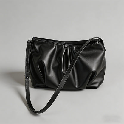 Ruched Faux Leather Shoulder B - Shopdayla Wholesale - #6866
