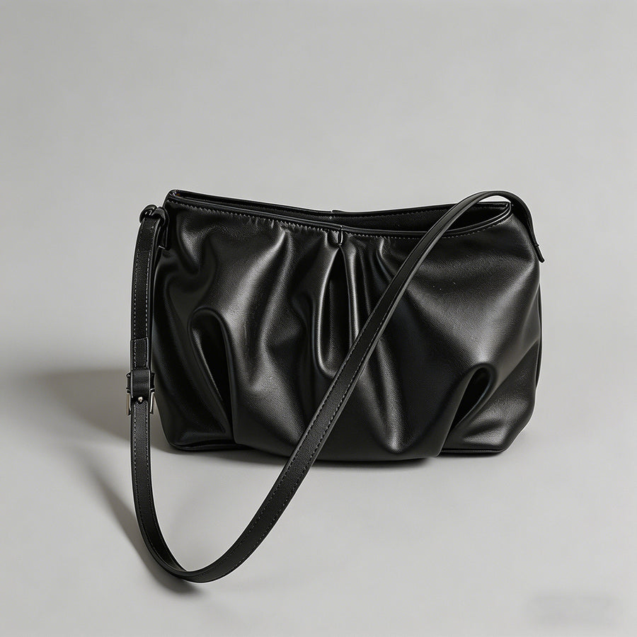 Ruched Faux Leather Shoulder B - Shopdayla Wholesale - #6866