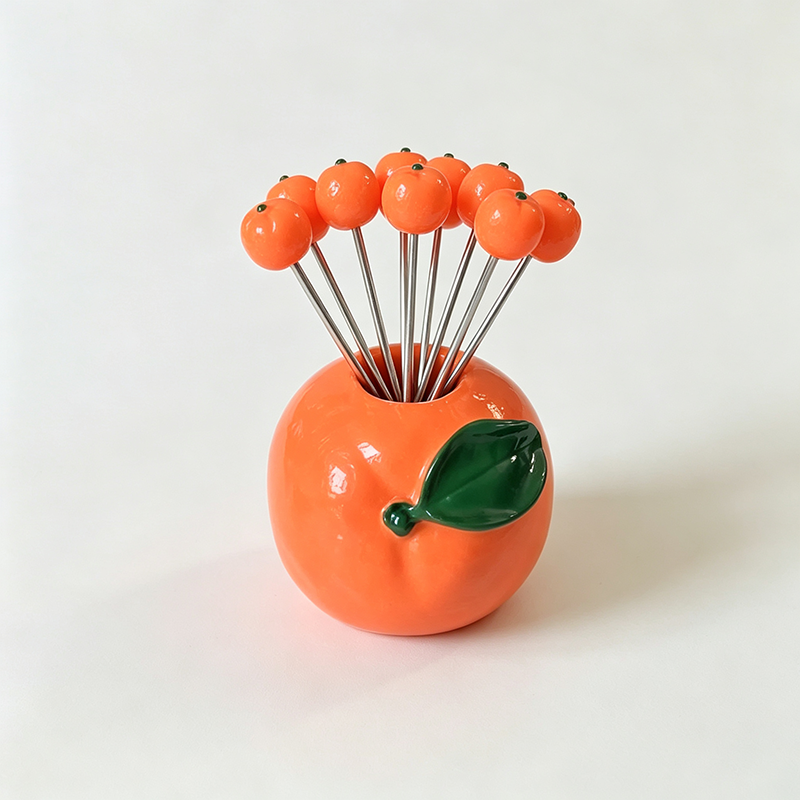 Orange Holder Fruit Forks