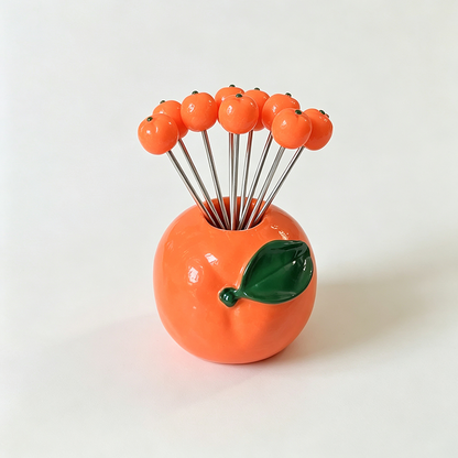 Orange Holder Fruit Forks